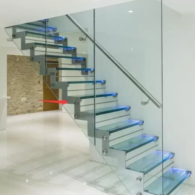 Glass floating stairs
