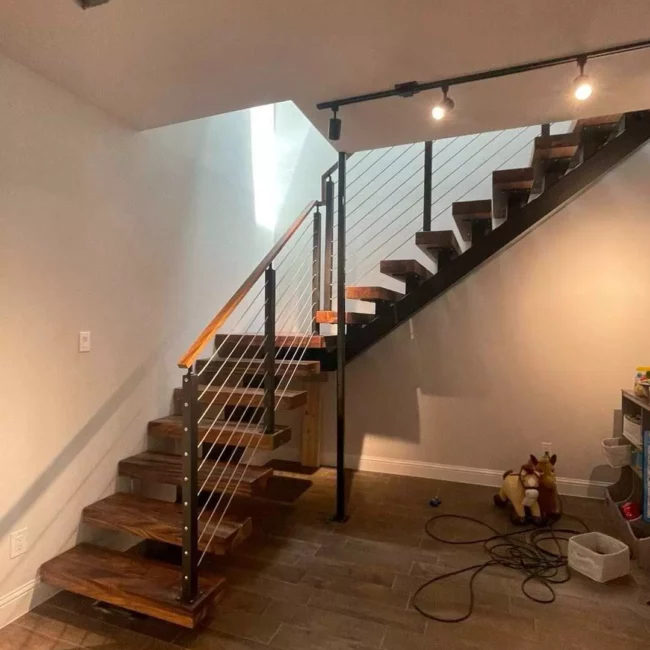 Floating stairs with cable railing
