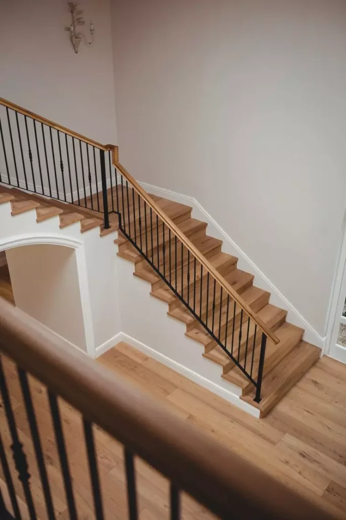 Floating wood stair treads